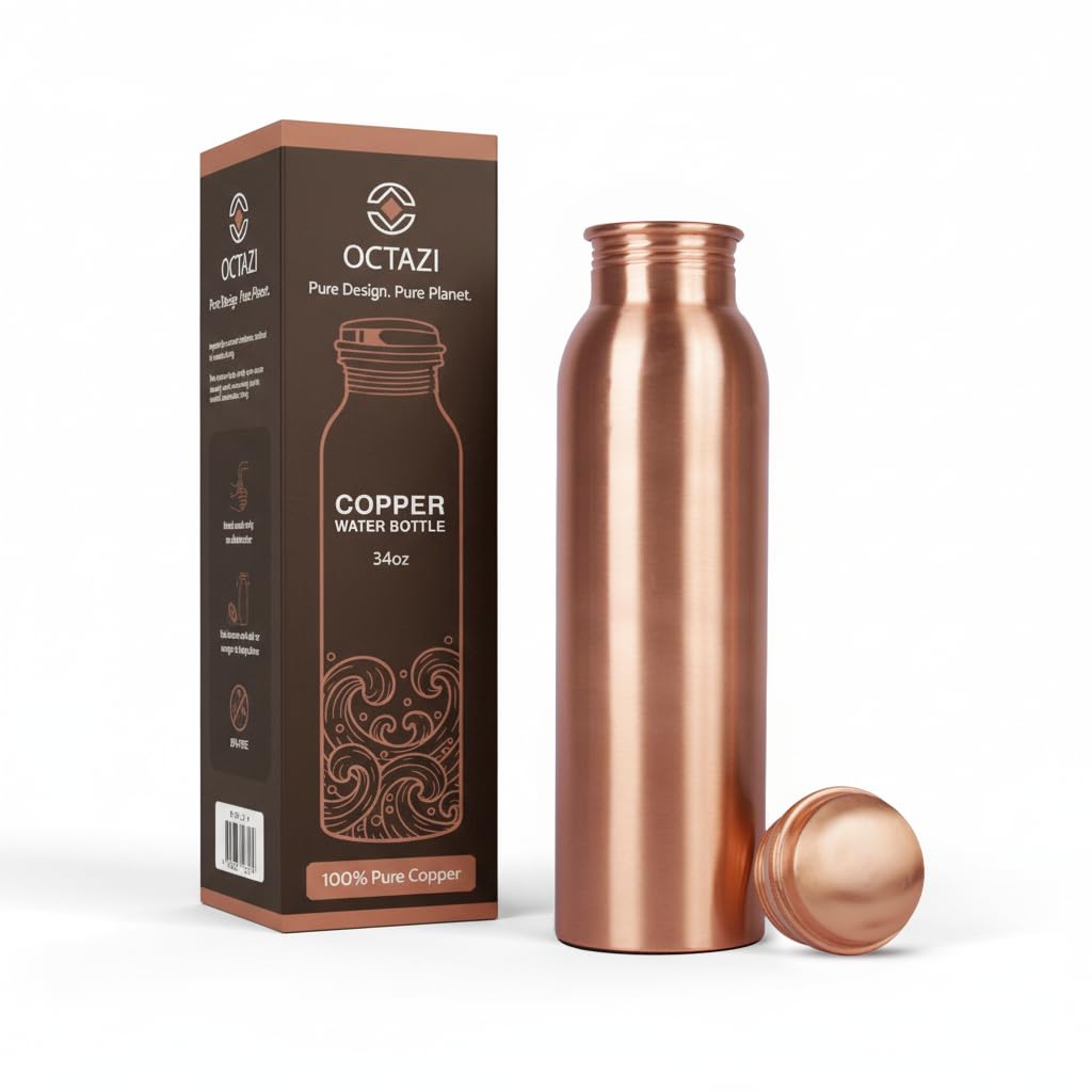Amazon.com: OCTAZI Pure Copper Water Bottle 1 L – 100% Unlined